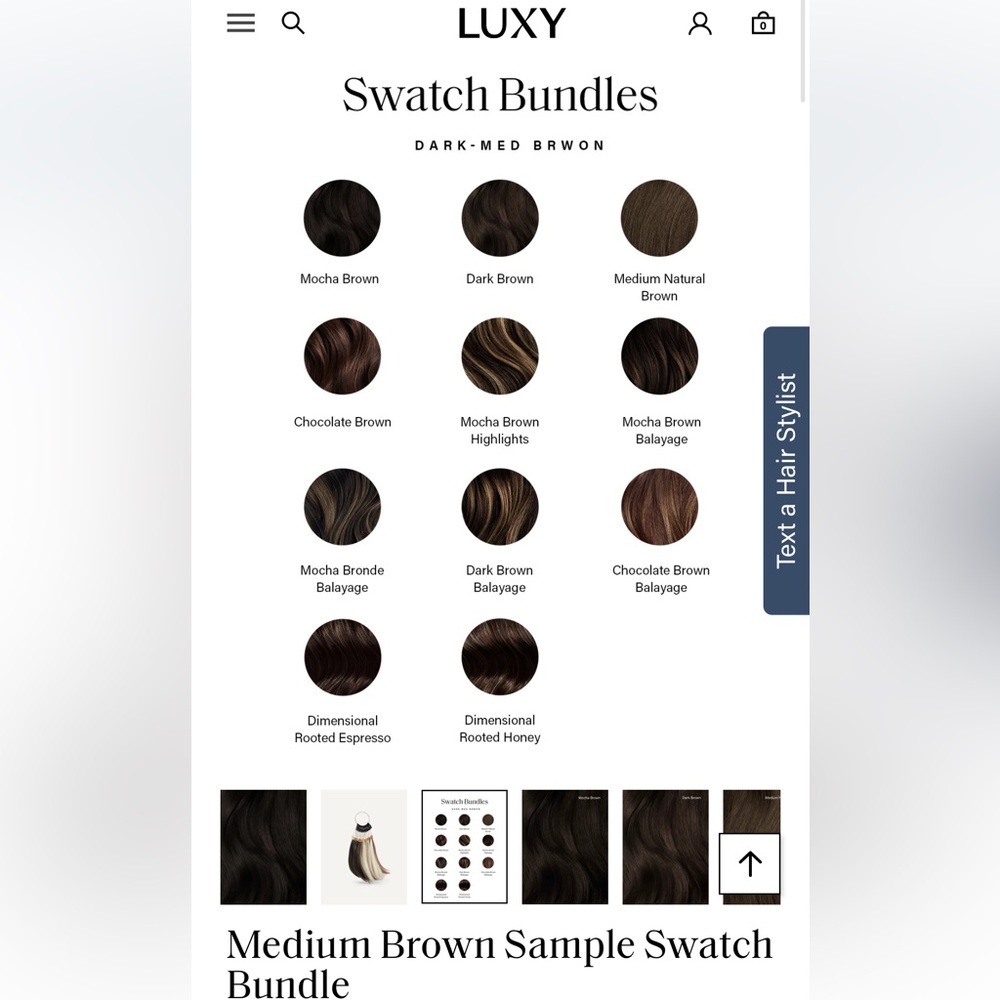 LUXY hair extensions - Medium Brown Sample Swatch Bundle- never opened
